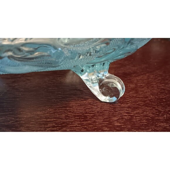 Vtg Jeanette Glass LOMBARDI Footed Starlight Blue Glass Centerpiece Fruit Bowl - Picture 8 of 11